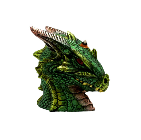 Big Green Dragon Bust Back Flow Incense Burner